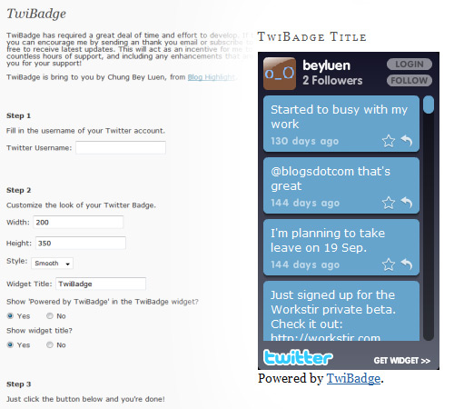 TwiBadge Wordpress plugin