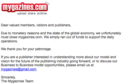 mygazine closed down
